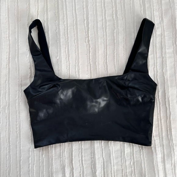 Forever 21 Black Faux Leather Top Size Small - Picture 2 of 4